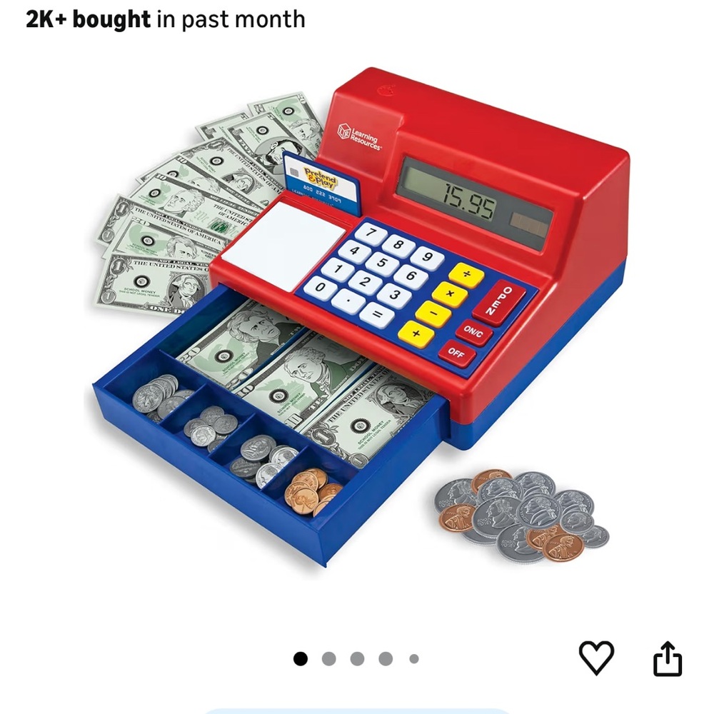 Kids Toy Cash Register - Red and Blue Play Register